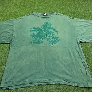 Vintage 90s Champs Green Miami Hurricanes NFL Green T-Shirt Sz 2XL